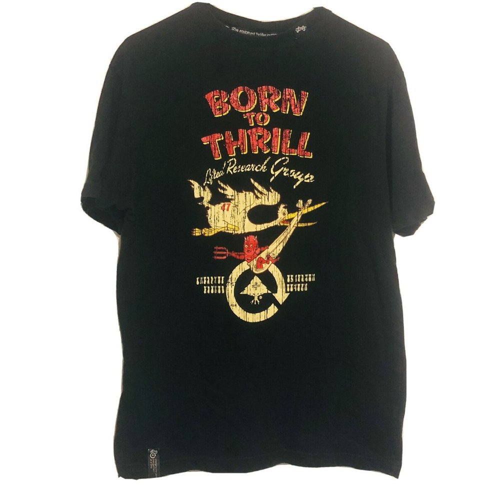LRG Born To Thrill Lifted Research Group Devil Baby Men’s Shirt Size Medium
